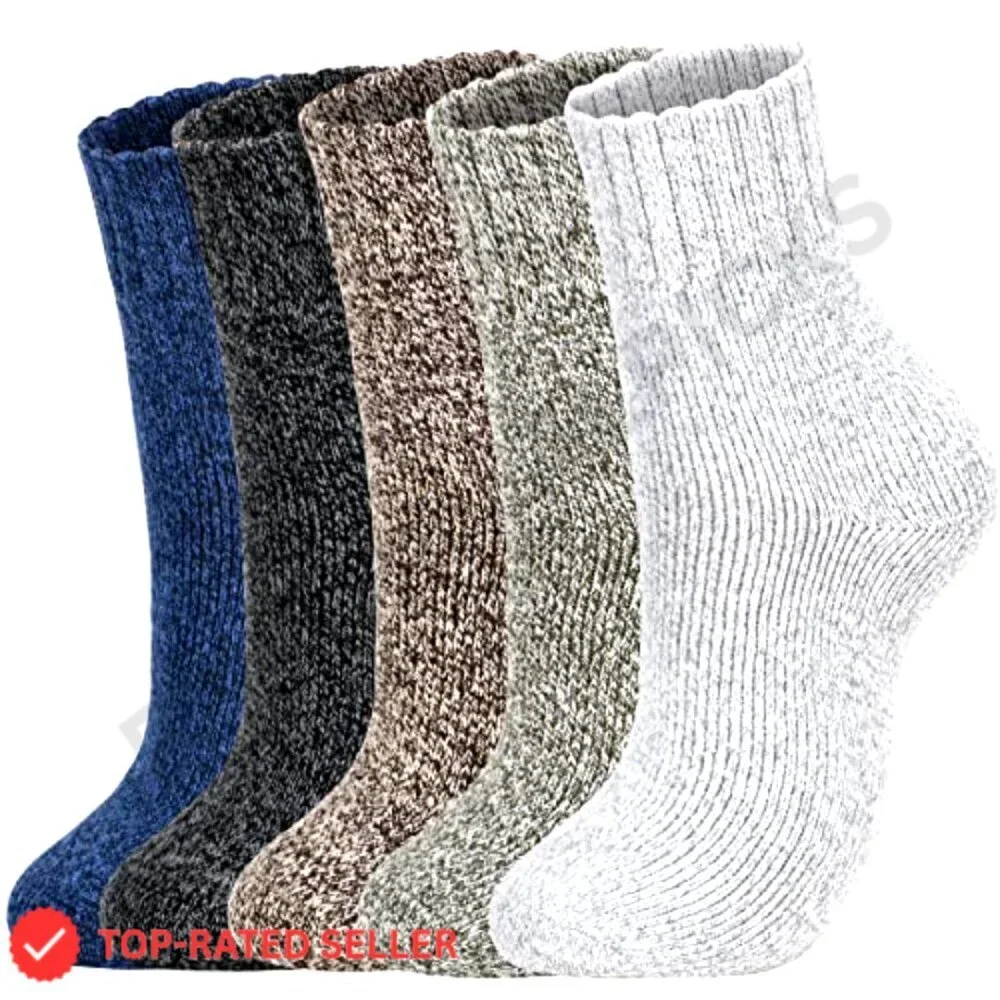Wool Crew Socks Thick Knit Thermal Cozy Winter Boot Hiking Outdoor Unisex
